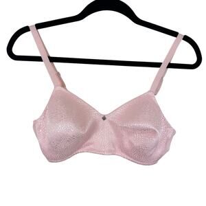 Breezies Feather Light Jacquard Wireless Pink Bra‎ Lightly Lined Size 36B